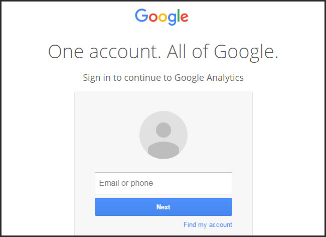 Đăng ký Analytics bằng Gmail